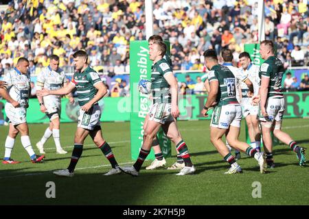 Thierry LARRET / Maxppp. Rugby Champions Cup : ASM Clermont Auvergne vs Leicester Tigers. Stade Marcel Michelin, Clermont-Ferrand (63). Le 10 Avril 2022. Stock Photo