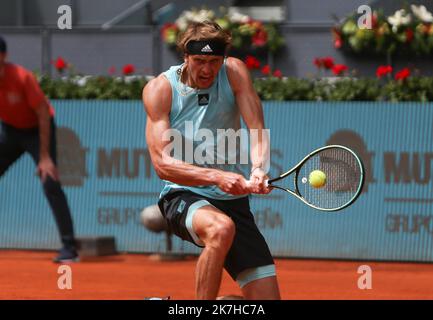 ©Laurent Lairys/MAXPPP - Alexander Zverev of Germany during the Mutua Madrid Open 2022 tennis tournament on May 4, 2022 at Caja Magica stadium in Madrid, Spain - Photo Laurent Lairys / Stock Photo