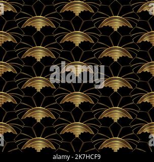 Beautiful Art Deco Gold Black Seamless Pattern Stock Vector