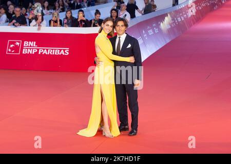 October 17, 2022, Rome, RM, Italy: Italian actress Miriam Leone with her husband Paolo Carullo attend the red carpet of the film ''La Guerra Desiderata'' during fifth day of seventeenth edition of Rome Film Fest  (Credit Image: © Matteo Nardone/Pacific Press via ZUMA Press Wire) Stock Photo