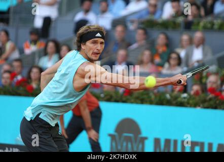 ©Laurent Lairys/MAXPPP - Alexander Zverev of Germany during the Mutua Madrid Open 2022 tennis tournament on May !8, 2022 at Caja Magica stadium in Madrid, Spain - Photo Laurent Lairys / Stock Photo