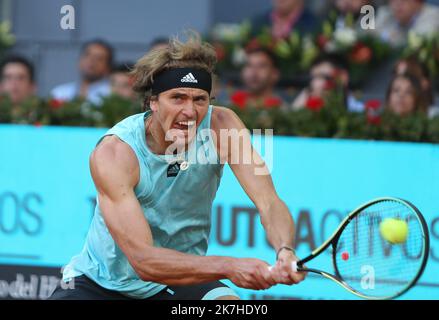 ©Laurent Lairys/MAXPPP - Alexander Zverev of Germany during the Mutua Madrid Open 2022 tennis tournament on May !8, 2022 at Caja Magica stadium in Madrid, Spain - Photo Laurent Lairys / Stock Photo