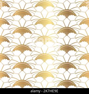 Beautiful Art Deco Gold White Seamless Pattern Stock Vector