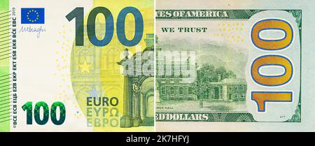 Large fragment of 100 hundred dollars bill banknote. Old American money banknote, vintage retro, usd Stock Photo