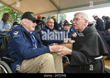 ©PHOTOPQR/OUEST FRANCE/Thomas Brégardis / Ouest-France ; Sainte-Mère-Église ; 05/06/2022 ; 78ème anniversaire du débarquement en Normandie (6 juin 1944) La Fière, commune de Sainte-Mère-Église (50) Thomas Bregardis / Ouest-France Sainte-Mère-Eglise; 05/06/2022; 78th anniversary of the Normandy landings (June 6, 1944) La Fière, commune of Sainte-Mère-Eglise (50)  Stock Photo