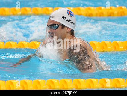 ©Laurent Lairys/MAXPPP - Anton McKee of Islande Finale 200 M Breaststroke Men during the 19th FINA World Championships Budapest 2022, Swimming event on June 23 2022 Budapest, Hungary - Photo Laurent Lairys / MAXPPP Stock Photo