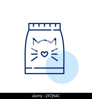 Cat food package. Pixel perfect, editable stroke line icon Stock Vector