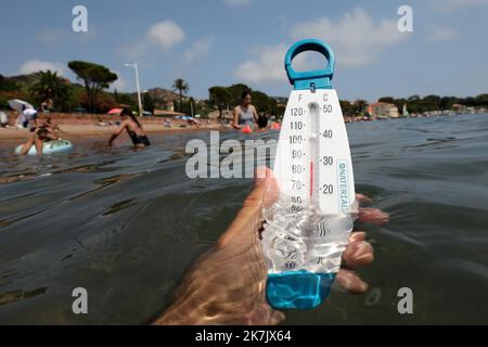 ©PHOTOPQR/NICE MATIN/Philippe Arnassan ; st raphael ; 25/07/2022 ; sur la plage de Agay,la temperature de l'eau affichait 30°, un record semble-t-il - Agay, France, july 25th 2022. Mediterranean is 25 degrees Stock Photo