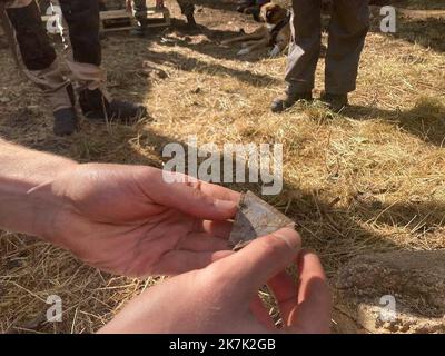 Â©Bastien Munch/Radio France/Maxppp - Bastien Munch / Radio France / Maxppp, Natzwiller 19/08/2022 Depuis le dÃ©but du mois d'aoÃ»t, un chantier de fouilles est en cours dans la carriÃ¨re du camp de concentration du Struthof, Ã Natzwiller, dans le Bas-Rhin. Des Ã©tudiants en archÃ©ologie tentent de prÃ©ciser les conditions du travail forcÃ© des anciens dÃ©portÃ©s. Natzwiller, France, august 19th 2022 Since the beginning of August, an excavation site has been underway in the quarry of the Struthof concentration camp, in Natzwiller, in the Bas-Rhin. Archeology students try to clarify the condit Stock Photo