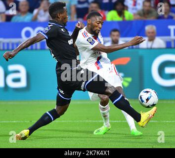 ©PHOTOPQR/LE PROGRES/Richard MOUILLAUD - Décines-Charpieu 31/08/2022 - le 31/08/2022 OL AUXERRE -OL AUXERRE Toko Ekambi  Stock Photo