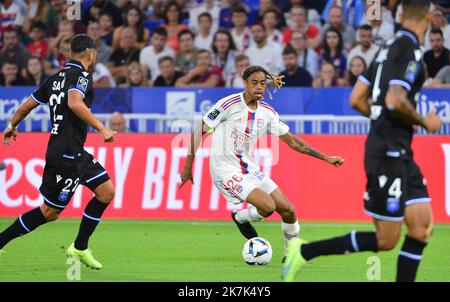 ©PHOTOPQR/LE PROGRES/Richard MOUILLAUD - Décines-Charpieu 31/08/2022 - le 31/08/2022 OL AUXERRE -OL AUXERRE Bradley Barcola  Stock Photo