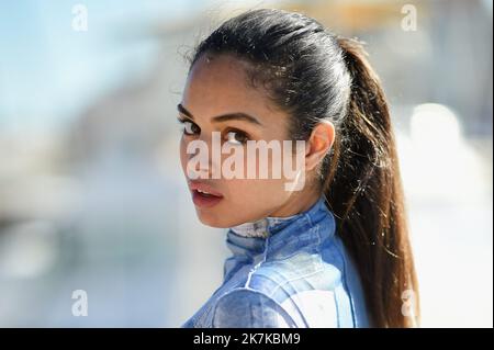 ©franck castel/MAXPPP - 20220009 LA ROCHELLE, FRANCE - SEPTEMBER 17 Horya Benabet attends the photocall during the La Rochelle Fiction Festival on September 17, 2022 in La Rochelle, France. Stock Photo