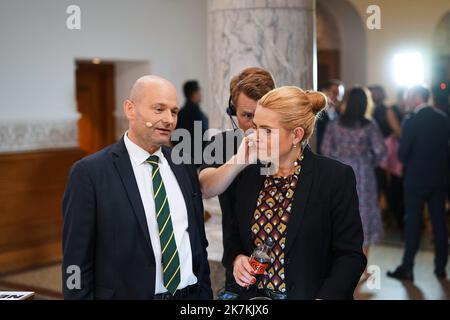 ©Thibault Savary / Le Pictorium/MAXPPP - Copenhague 05/10/2022 Thibault Savary / Le Pictorium - 5/10/2022 - Danemark / Copenhague - Soren Pape Poulsen, possible prochain Premier Ministre du Danemark et Inger Stojberg. / 5/10/2022 - Denmark / Copenhagen - Soren Pape Poulsen, possible candidate for the Danish PM seat, and Inter Stojberg. Stock Photo