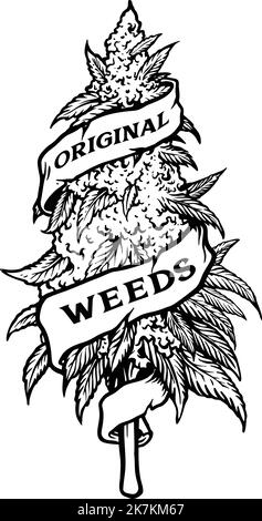 Hemp Silhouette Original Weeds Plants Vector illustrations for your work Logo, mascot merchandise t-shirt, stickers and Label designs, poster Stock Vector