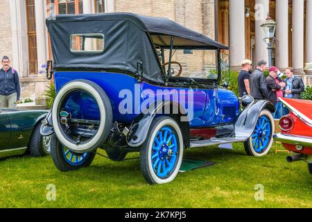 BADEN BADEN, GERMANY - JULY 2019: blue black BUICK K SIX OPEN TOURER 1920 cabrio roadster, oldtimer meeting in Kurpark. Stock Photo