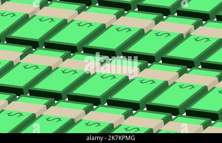 Bundles of money isometric background Stock Vector