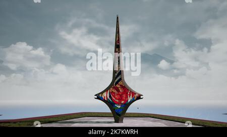 Damascene Sword Monument | نصب السيف الدمشقي, دمشق, سوريا Stock Photo