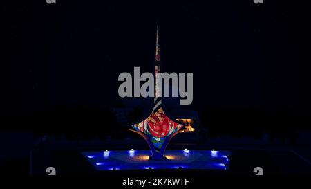 Damascene Sword Monument | نصب السيف الدمشقي, دمشق, سوريا Stock Photo