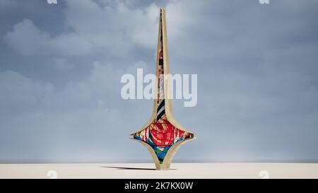 Damascene Sword Monument | نصب السيف الدمشقي, دمشق, سوريا Stock Photo