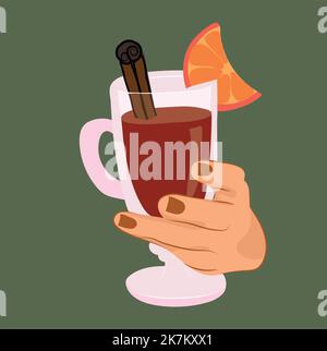 Autumn hot drinks collection. Hot chocolate, pumpkin spice coffee, cocoa with whipped cream and marshmallows, tea. Autumn holidays banner design. Vector illustration Stock Vector