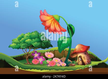 enchanted garden, forest under water concept. Stock Vector