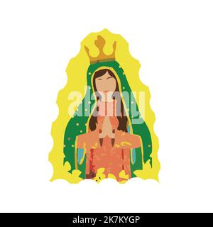 virgen de guadalupe vector illustration flat style on white isolated background Stock Vector