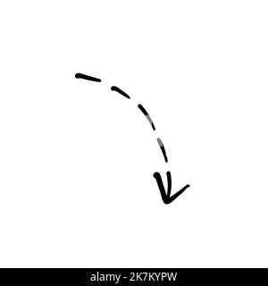 long dotted arrow icon pointing down in flat style on white isolated background. Stock Vector