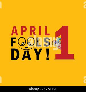 1 April fools day creative vector illustration, typography with funny character. Stock Vector