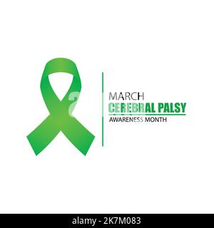 March cerebral palsy awareness month typography with ribbon vector illustration. Stock Vector