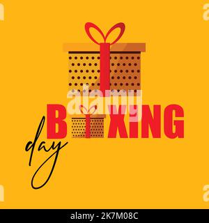 boxing day creative typography with gift box vector illustration. Stock Vector