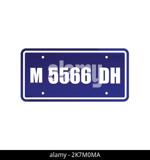 vehicles license plate vector illustration on white isolated background. Stock Vector