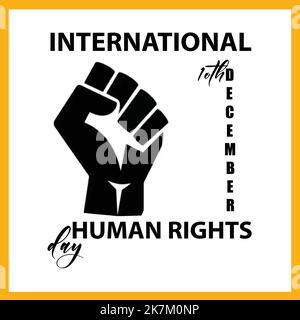 International human rights day 10 December, typography with hand punch vector illustration. Stock Vector