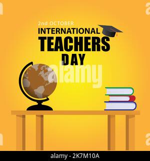 International teacher day creative typography with table and book vector illustration. Stock Vector