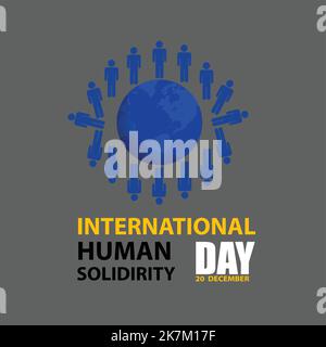 international human solidirity day 20 december typography with humans around world map vector. Stock Vector