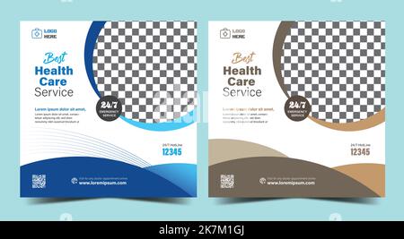 Medical social media post template health banner template for social media medical ad design Stock Vector