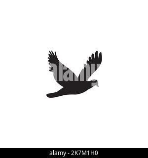 black bird icon flat design vector illustration on white isolated background. Stock Vector