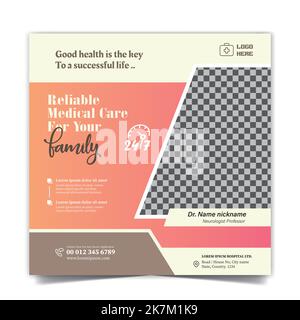 Medical social media post template health banner template for social media medical ad design Stock Vector