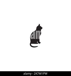 black cat silhouette, icon for company, vector illustration on white isolated background. Stock Vector