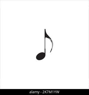 black music icon flat design logo type concept, on white isolated background. Stock Vector