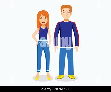 american couple character illustration on white isolated background Stock Vector