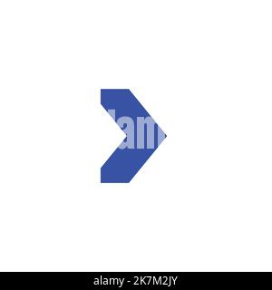 arrow or cursor icon in blue color pointing to right side on white isolated background. Stock Vector