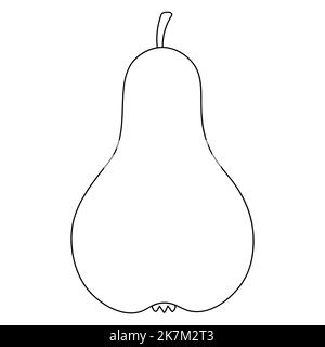 Pear. Delicious fruit. Vector illustration. Outline on an isolated white background. Doodle style. Sketch. Vegan food. Sweet pulp. Harvesting. Stock Vector