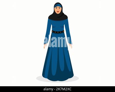 Arabian women cartoon character illustration wearing traditional Islamic outfit Stock Vector