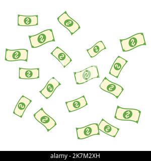 Dollar, money flying in the air on white isolated background Stock Vector
