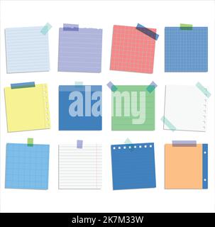Reminder papers collection, post note papers set Stock Vector