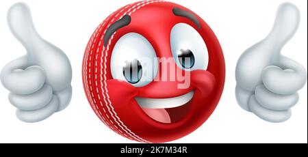 Cricket Ball Emoticon Face Emoji Cartoon Icon Stock Vector