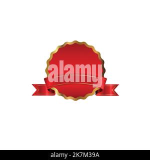 Premium quality single red gradient banner in circle shape Vector illustration on white isolated background. Stock Vector