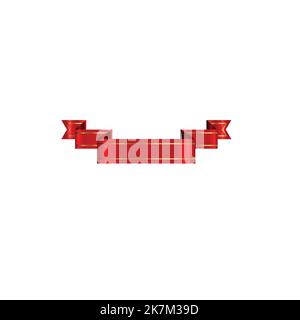 Single red ribbon on white isolated background. Stock Vector