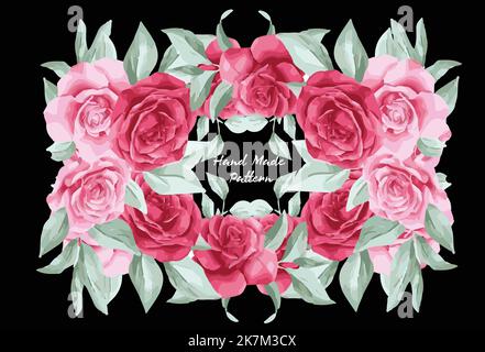 Hand drawn flowers pattern on black background, sketch drawing, vintage style. For textile, fabric, bedding,wallpaper Stock Vector