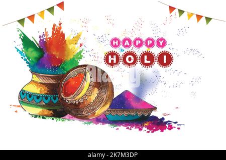 holi festival illustration of abstract colorful background,happy holi festival of colors,india celebration,banner,poster,card Stock Vector